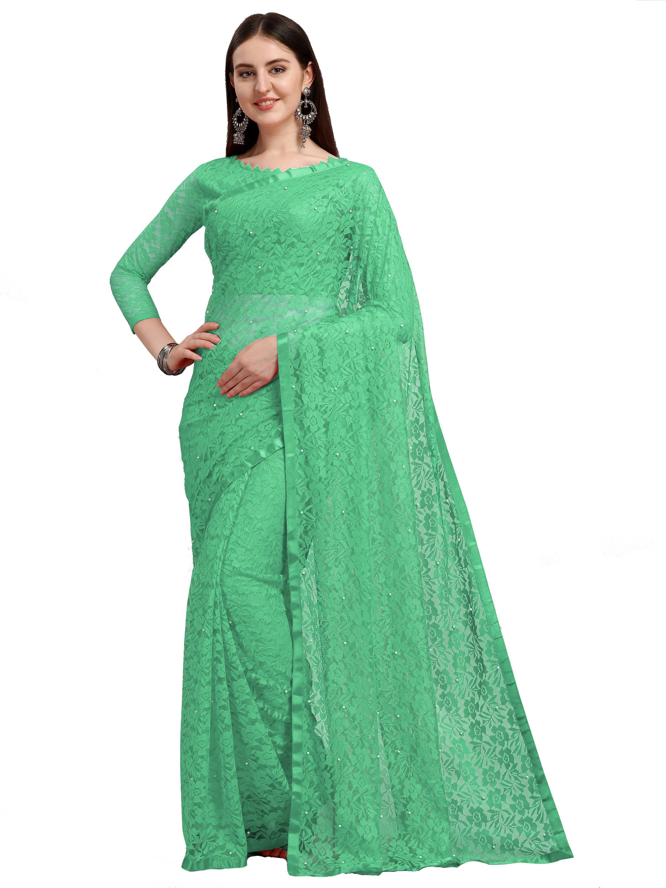 Suali Net Self Design Saree With Unstitched Blouse Piece ( Light Green ) Suali Net Self Design Saree With Unstitched Blouse Piece ( Light Green )