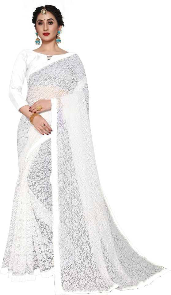 Suali Net Self Design Saree With Unstitched Blouse Piece ( White ) Suali Net Self Design Saree With Unstitched Blouse Piece ( White )