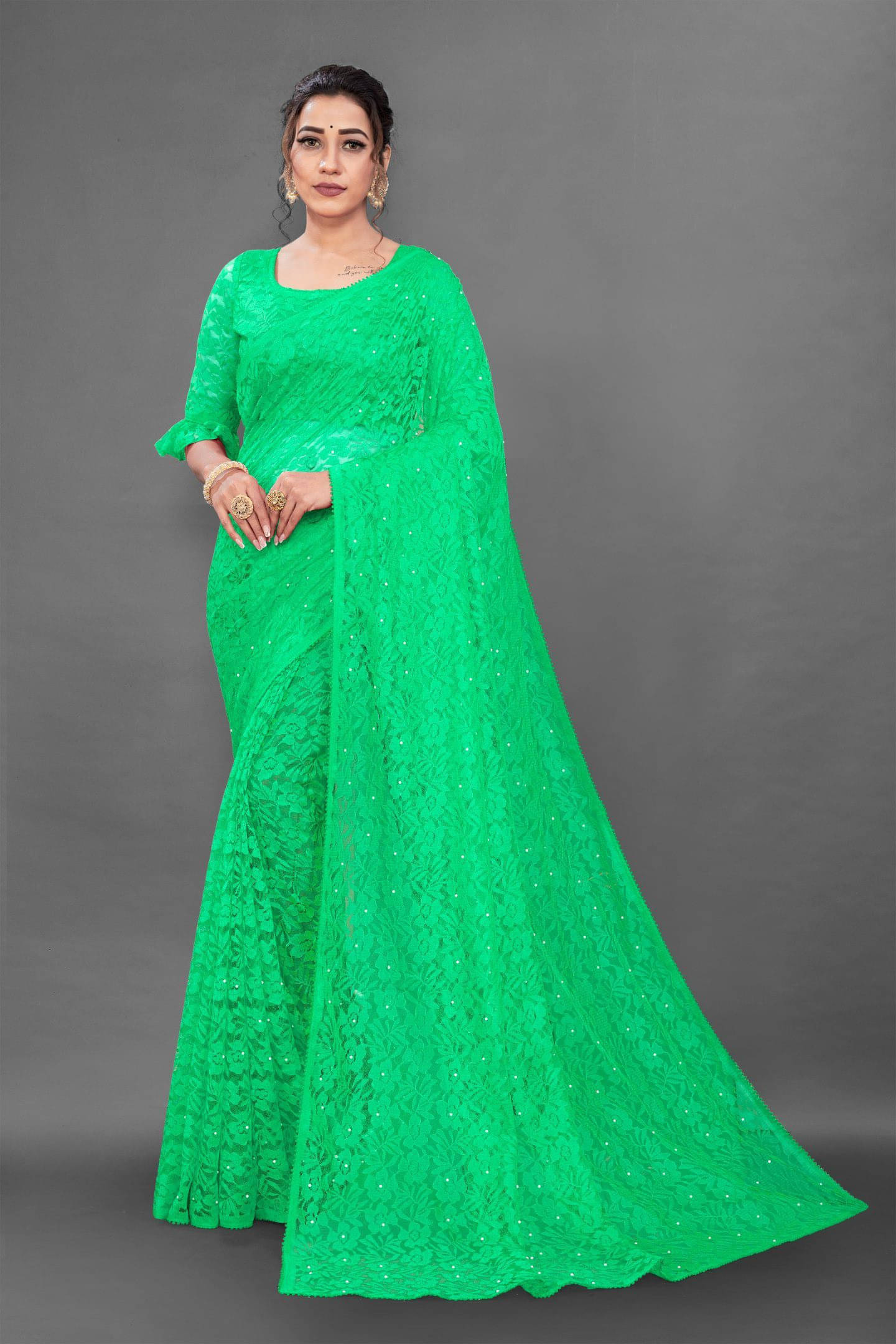 Suali Net Self Design Saree With Unstitched Blouse Piece ( Light Green ) Suali Net Self Design Saree With Unstitched Blouse Piece ( Light Green )
