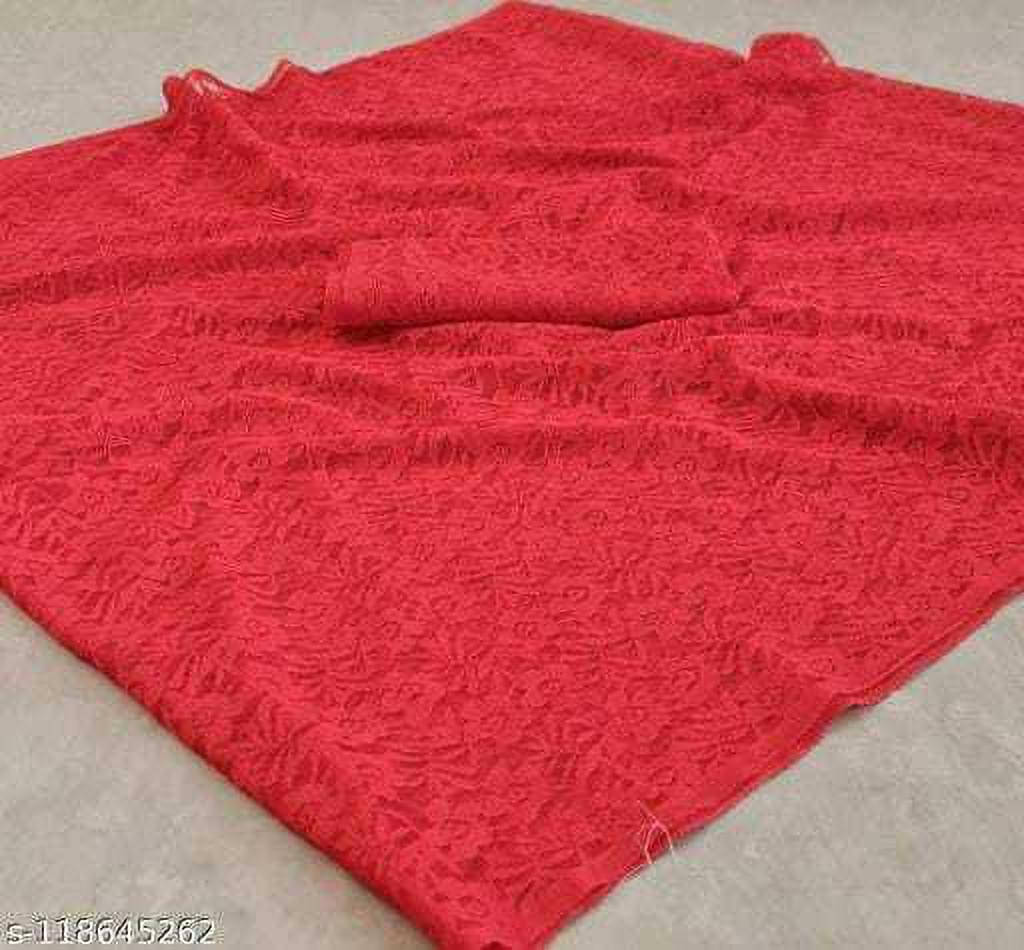 Suali Net Self Design Saree With Unstitched Blouse Piece ( Red ) Suali Net Self Design Saree With Unstitched Blouse Piece ( Red )