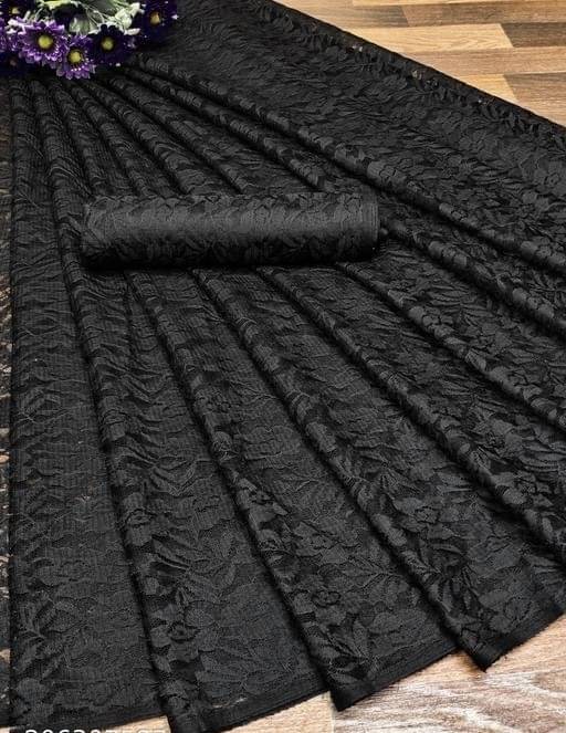 Suali Net Self Design Saree With Unstitched Blouse Piece ( Black ) Suali Net Self Design Saree With Unstitched Blouse Piece ( Black )