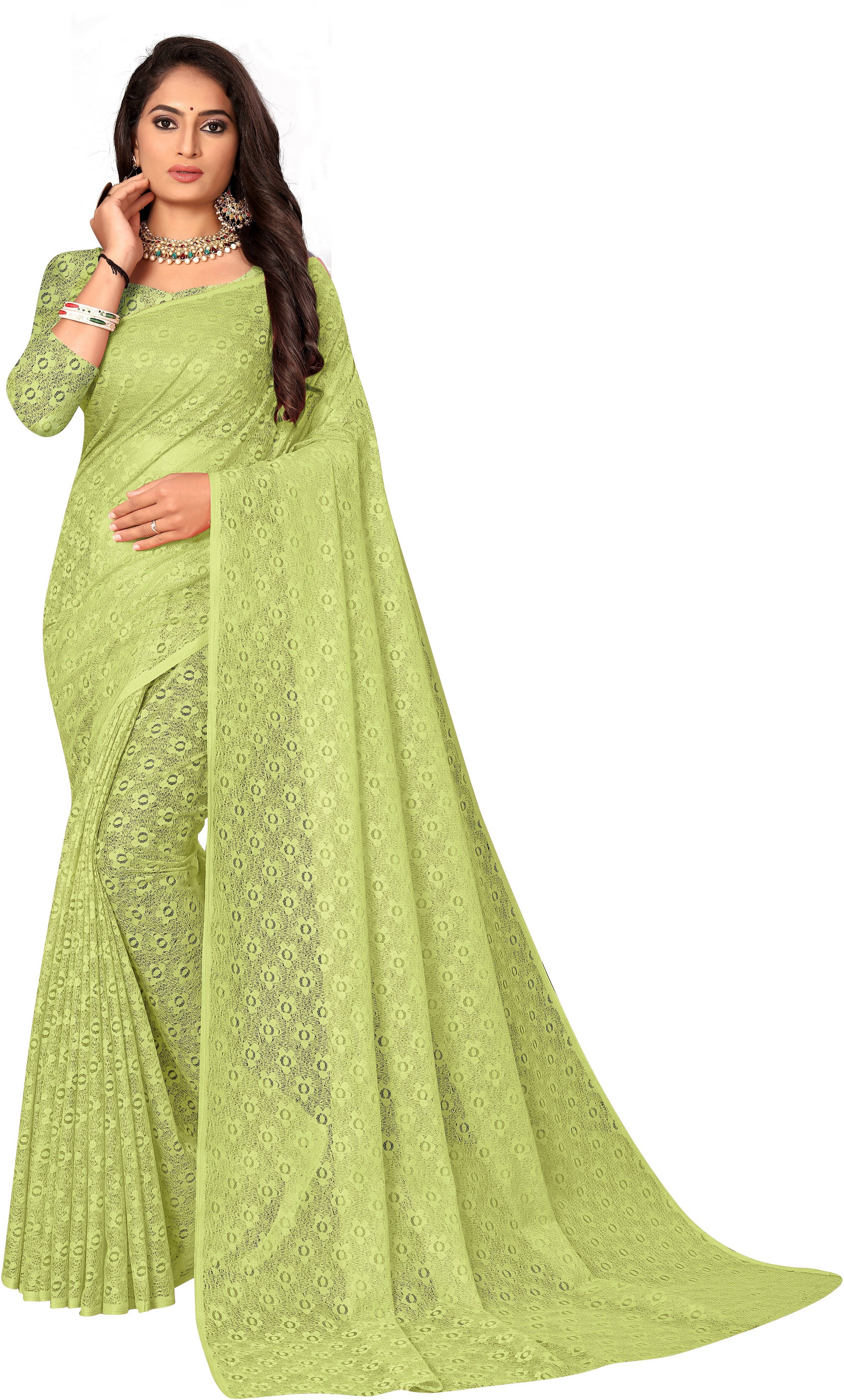 Suali Net Solid Saree With Unstitched Blouse Piece ( Light Green ) Suali Net Solid Saree With Unstitched Blouse Piece ( Light Green )