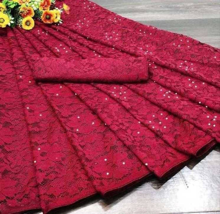 Suali Net Woven Saree With Unstitched Blouse Piece ( Red ) Suali Net Woven Saree With Unstitched Blouse Piece ( Red )