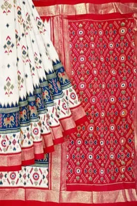     			Suali Silk Printed Saree With Unstitched Blouse Piece ( White )