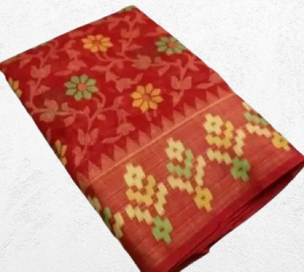 Suali Silk Printed Saree With Unstitched Blouse Piece ( Red ) Suali Silk Printed Saree With Unstitched Blouse Piece ( Red )