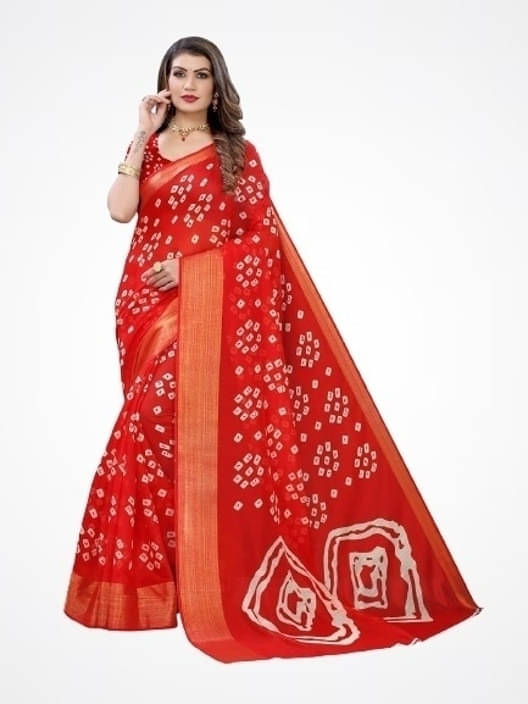 Suali Silk Printed Saree With Unstitched Blouse Piece ( Red ) Suali Silk Printed Saree With Unstitched Blouse Piece ( Red )