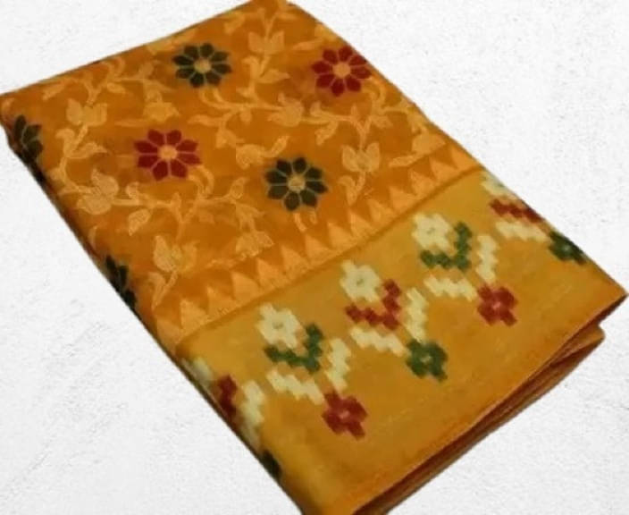     			Suali Silk Printed Saree With Unstitched Blouse Piece ( Yellow )