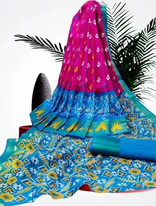     			Suali Silk Printed Saree With Unstitched Blouse Piece ( Pink )