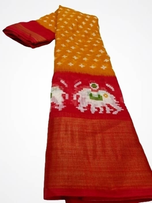Suali Silk Printed Saree With Unstitched Blouse Piece ( Orange ) Suali Silk Printed Saree With Unstitched Blouse Piece ( Orange )