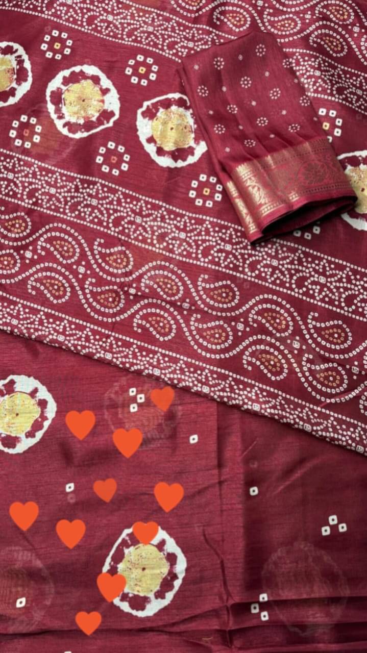 Sureta Art Silk Printed Saree With Unstitched Blouse Piece ( Maroon ) Sureta Art Silk Printed Saree With Unstitched Blouse Piece ( Maroon )