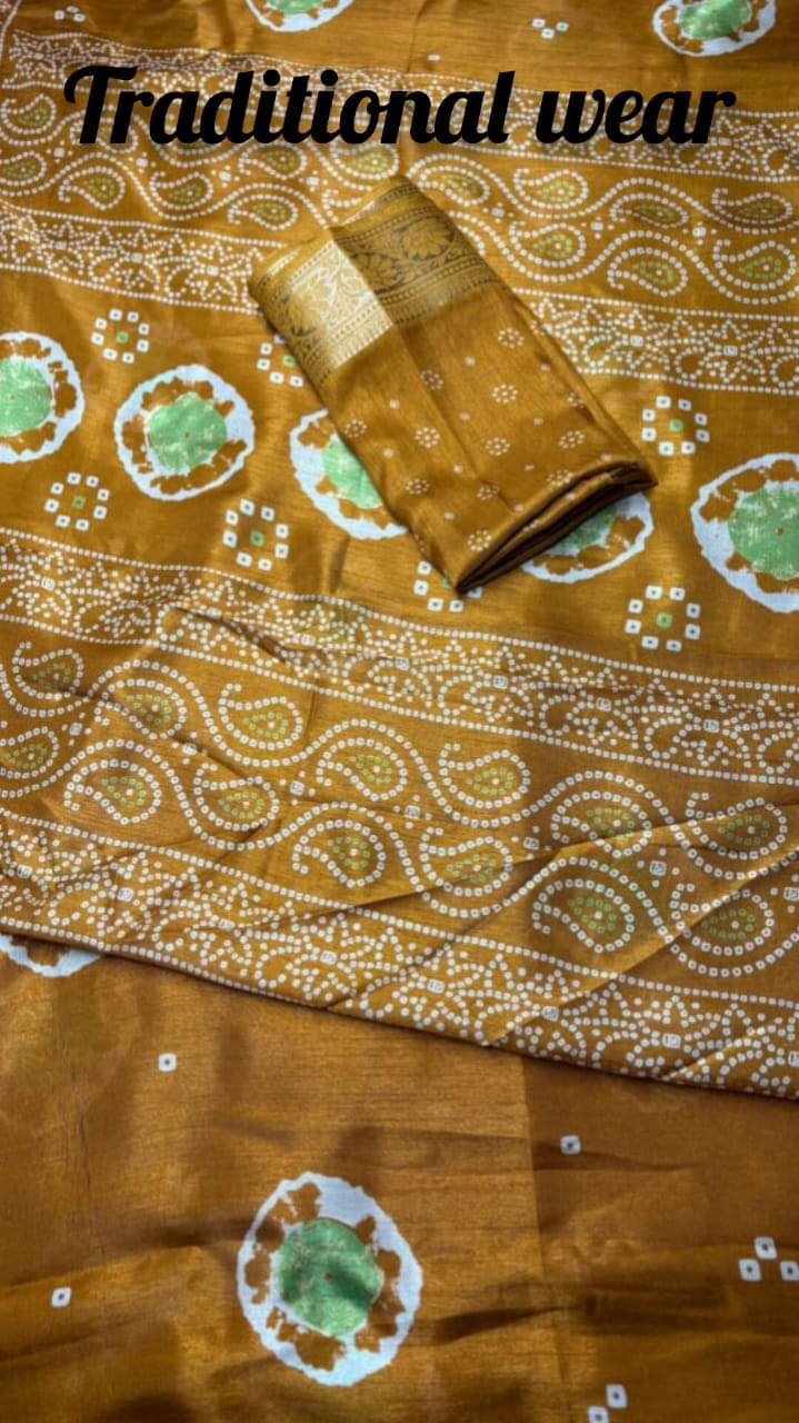     			Sureta Art Silk Printed Saree With Unstitched Blouse Piece ( Yellow )