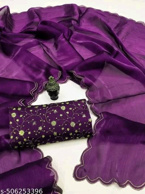 Sureta Silk Solid Saree With Unstitched Blouse Piece ( Purple ) Sureta Silk Solid Saree With Unstitched Blouse Piece ( Purple )