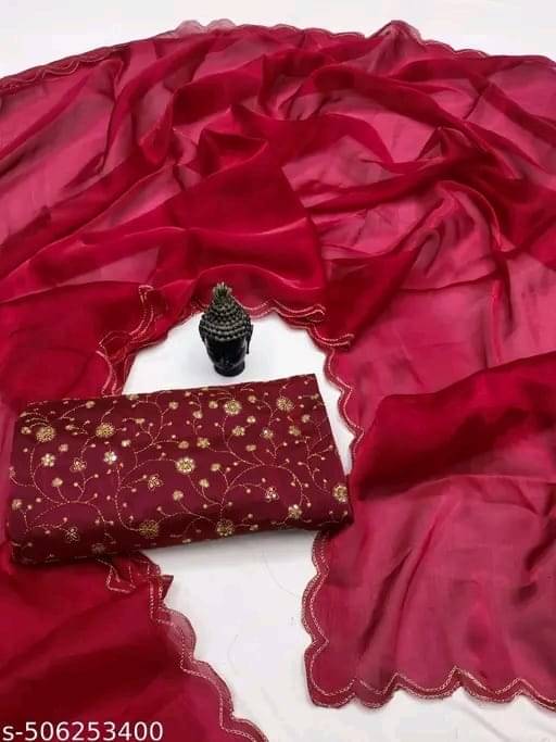     			Sureta Silk Solid Saree With Unstitched Blouse Piece ( Red )