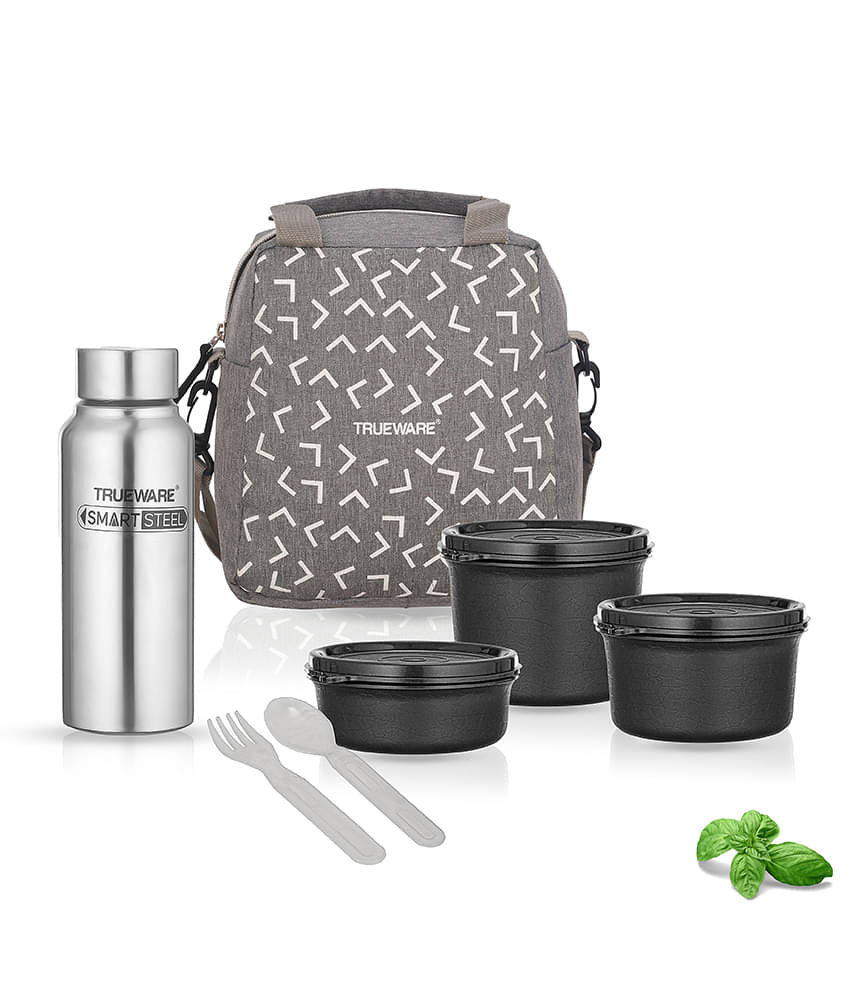 Trueware Microwave Safe Inner Steel Plastic Lunch Box 3 - Container ( Pack of 1 ) Trueware Microwave Safe Inner Steel Plastic Lunch Box 3 - Container ( Pack of 1 )