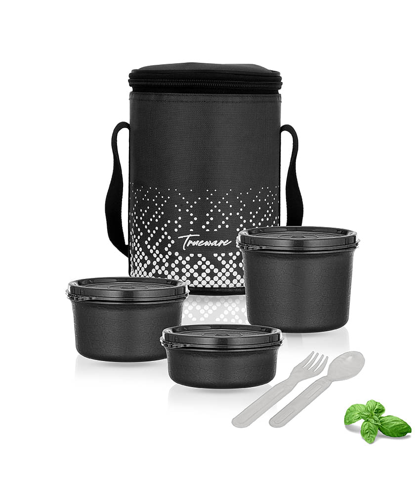    			Trueware Microwave Safe Inner Steel Plastic Lunch Box 3 - Container ( Pack of 1 )