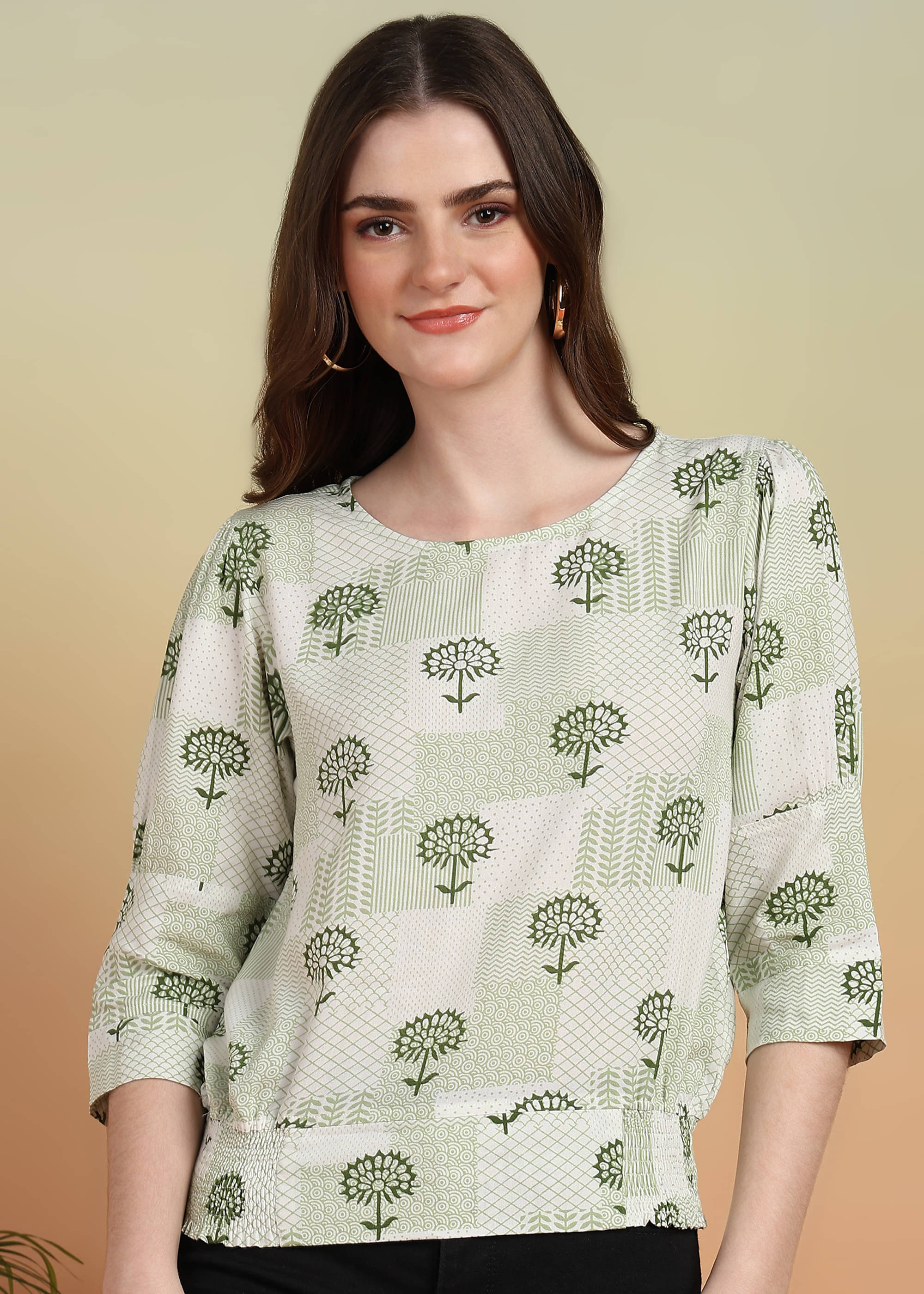 Yash Gallery Women's Rayon Regular Top ( White ) Yash Gallery Women's Rayon Regular Top ( White )