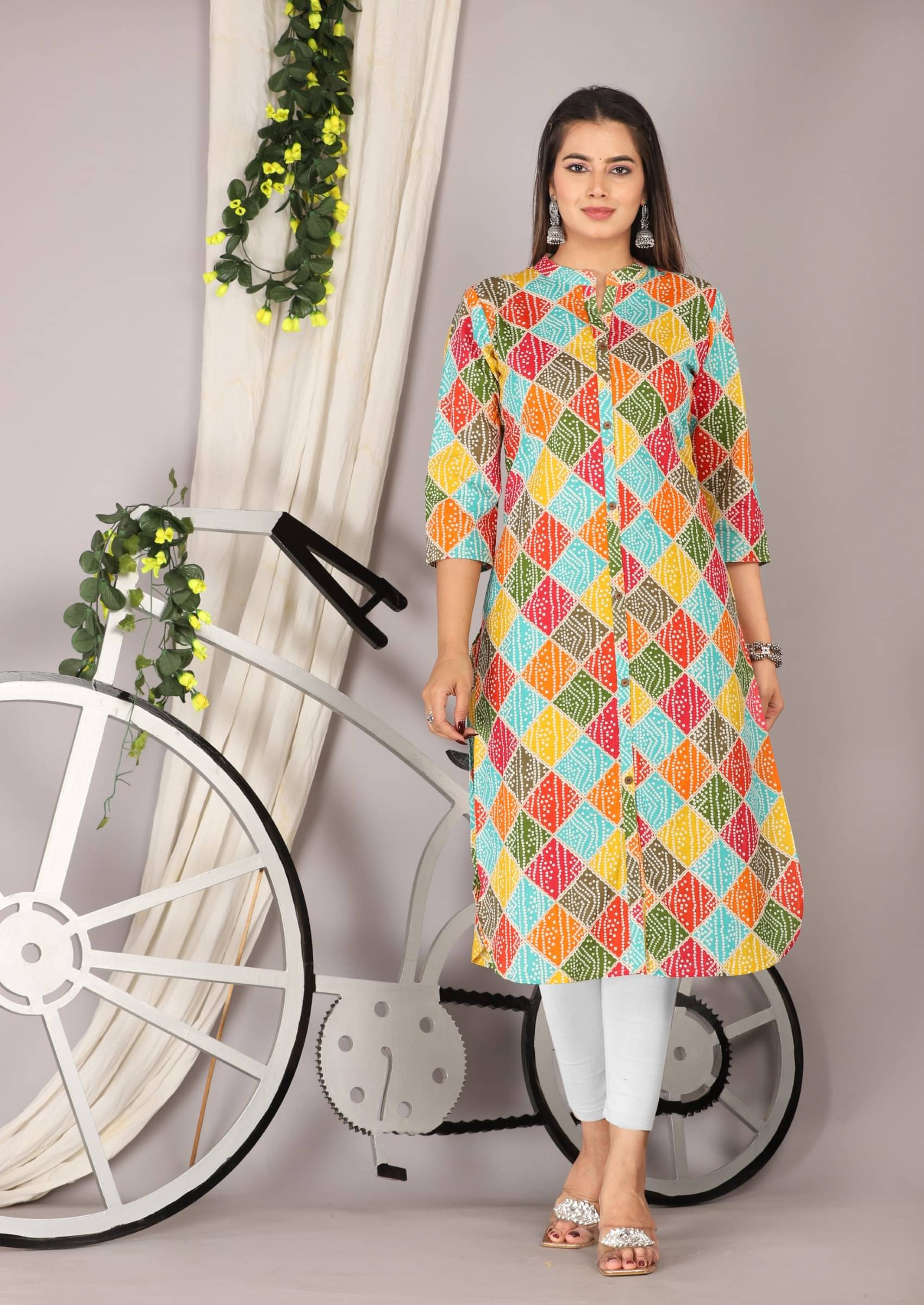 jain creation Women's Cotton Printed Straight Kurti - ( Multicolor ) jain creation Women's Cotton Printed Straight Kurti - ( Multicolor )