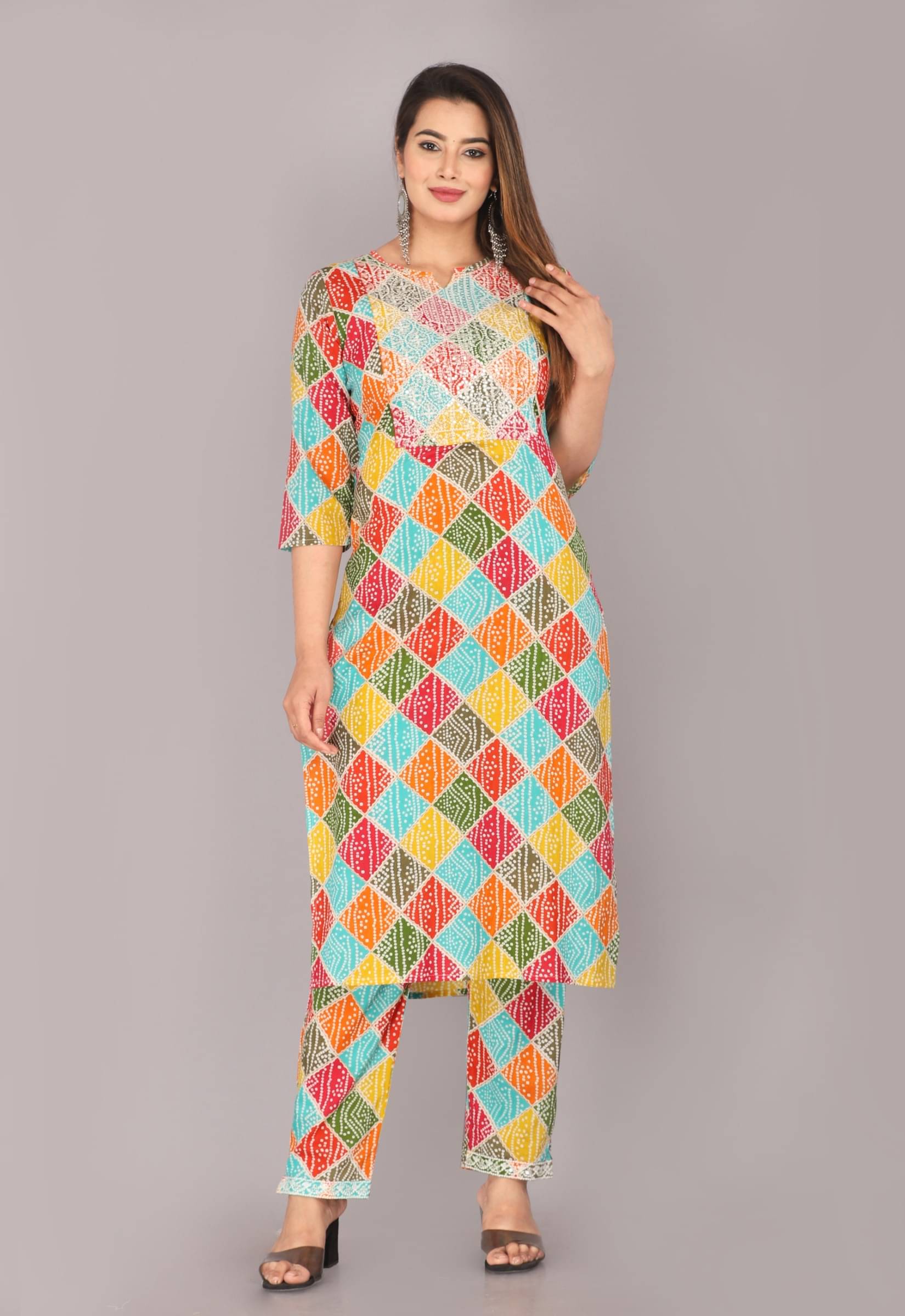     			jain creation Women's Cotton Printed Kurti With Pants ( Multicolor )