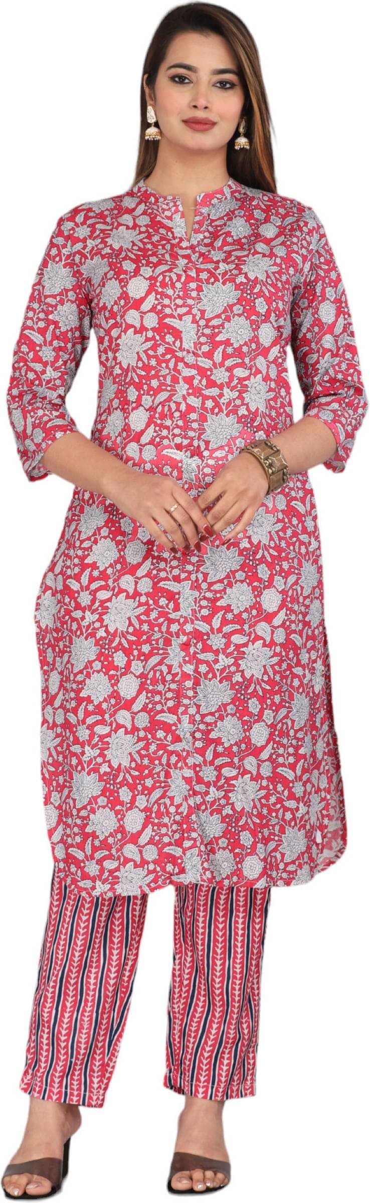 jain creation Women's Cotton Printed Kurti With Pants ( Pink )     			jain creation Women's Cotton Printed Kurti With Pants ( Pink )