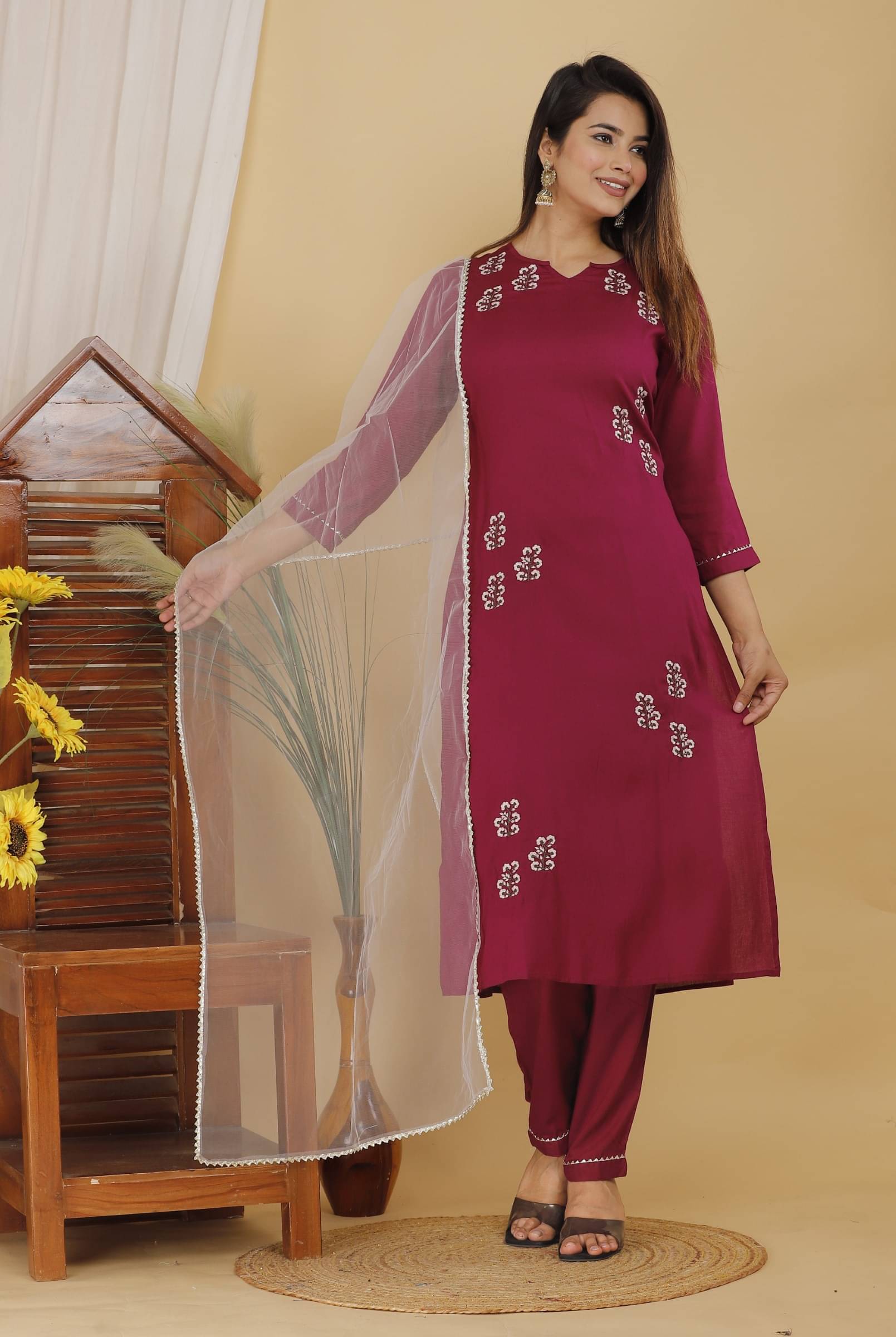 jain creation Women's Cotton Blend Embroidered Kurti With Pants ( Multicolor ) jain creation Women's Cotton Blend Embroidered Kurti With Pants ( Multicolor )