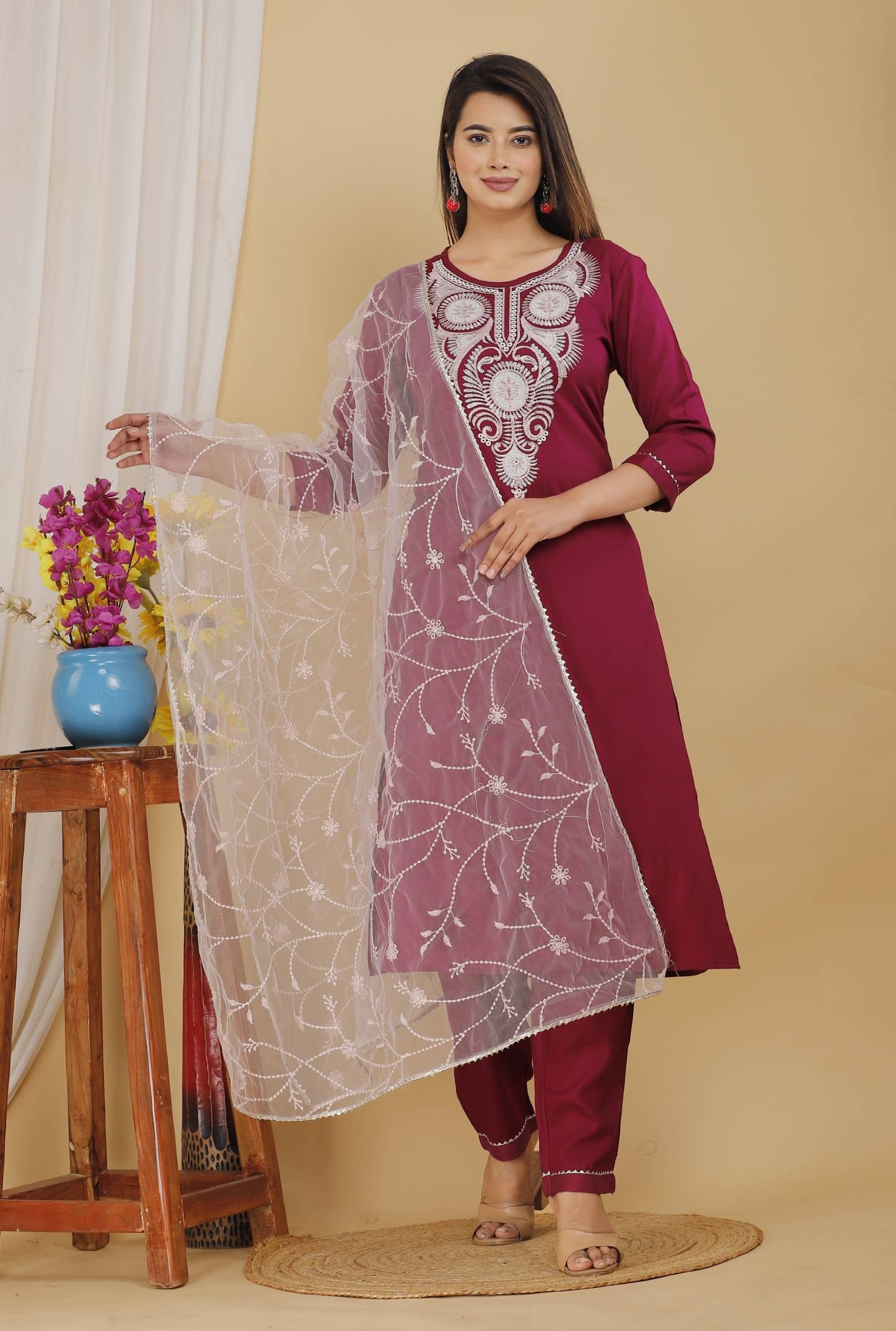 jain creation Women's Cotton Blend Embroidered Kurti With Pants ( Multicolor ) jain creation Women's Cotton Blend Embroidered Kurti With Pants ( Multicolor )