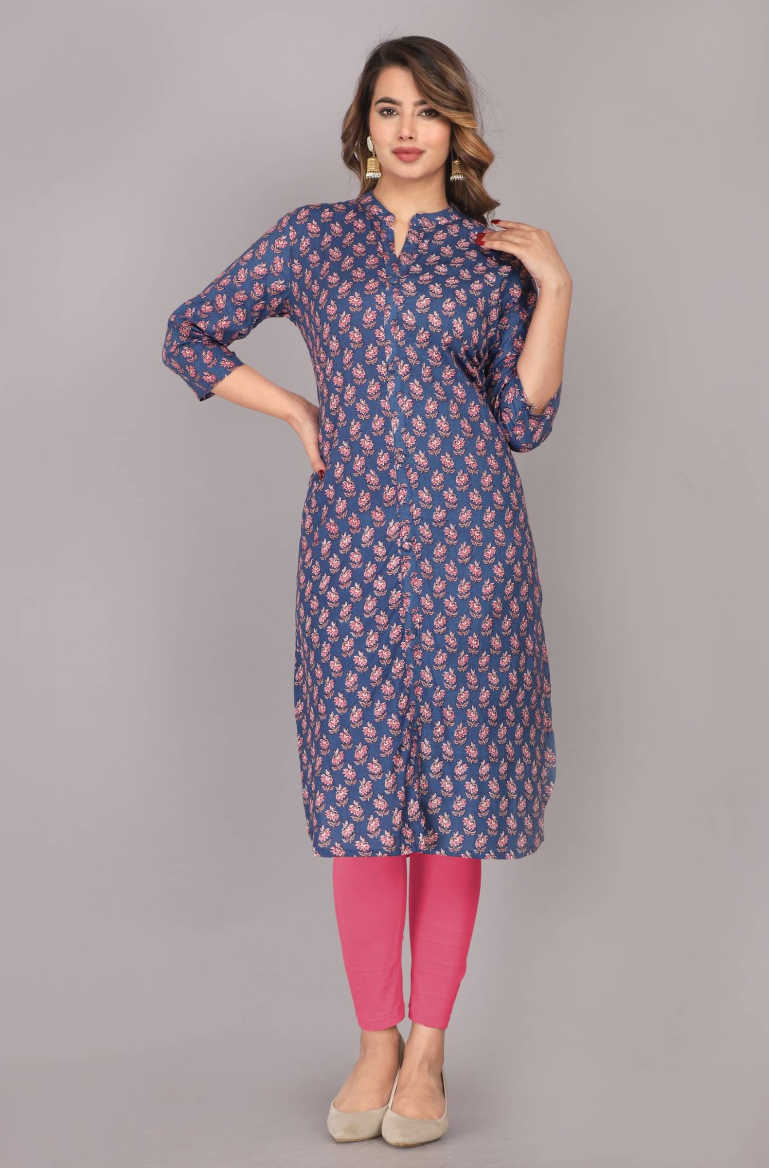     			jain creation Women's Cotton Printed Straight Kurti - ( Multicolor )