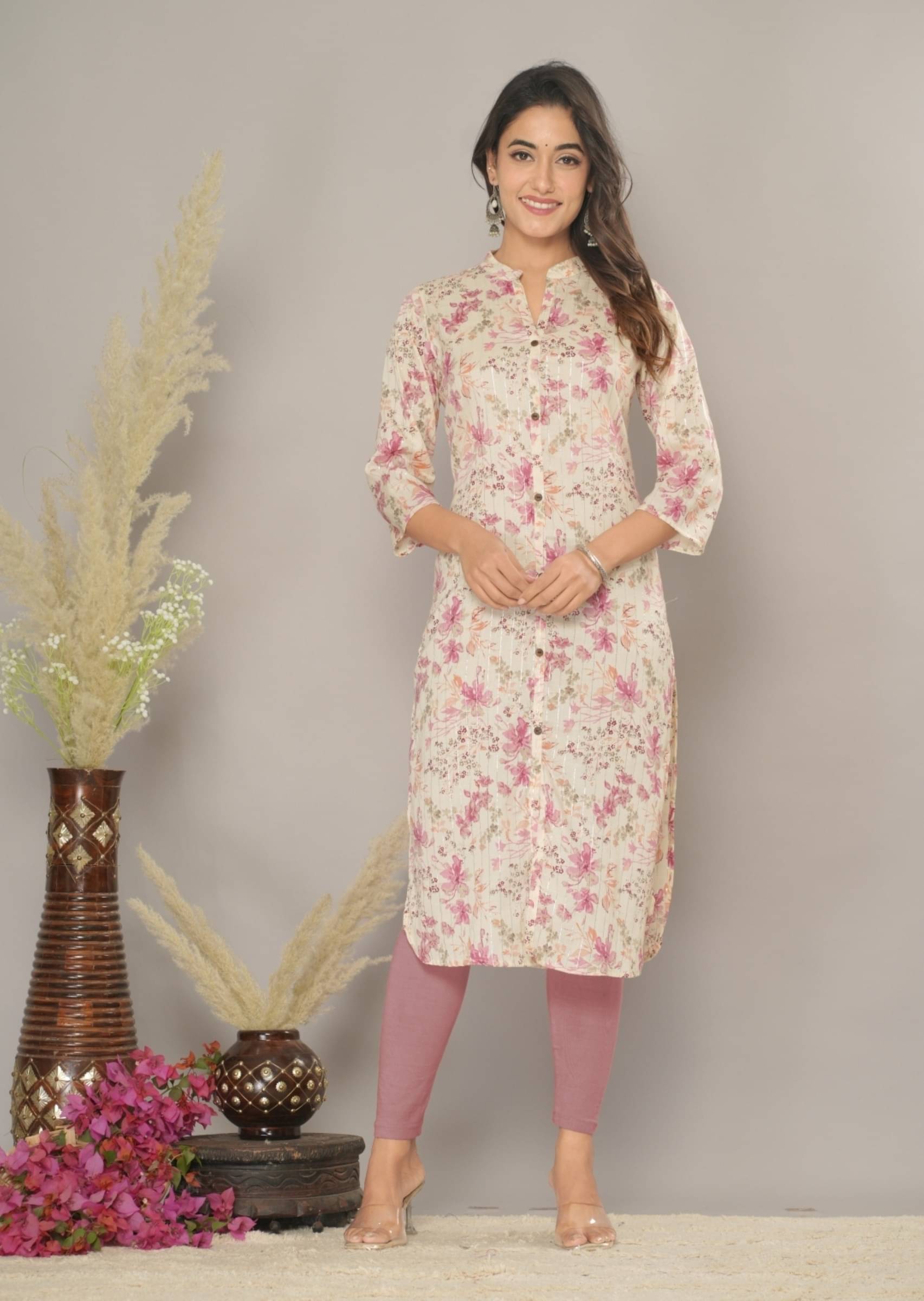     			jain creation Women's Cotton Printed Straight Kurti - ( Pink )