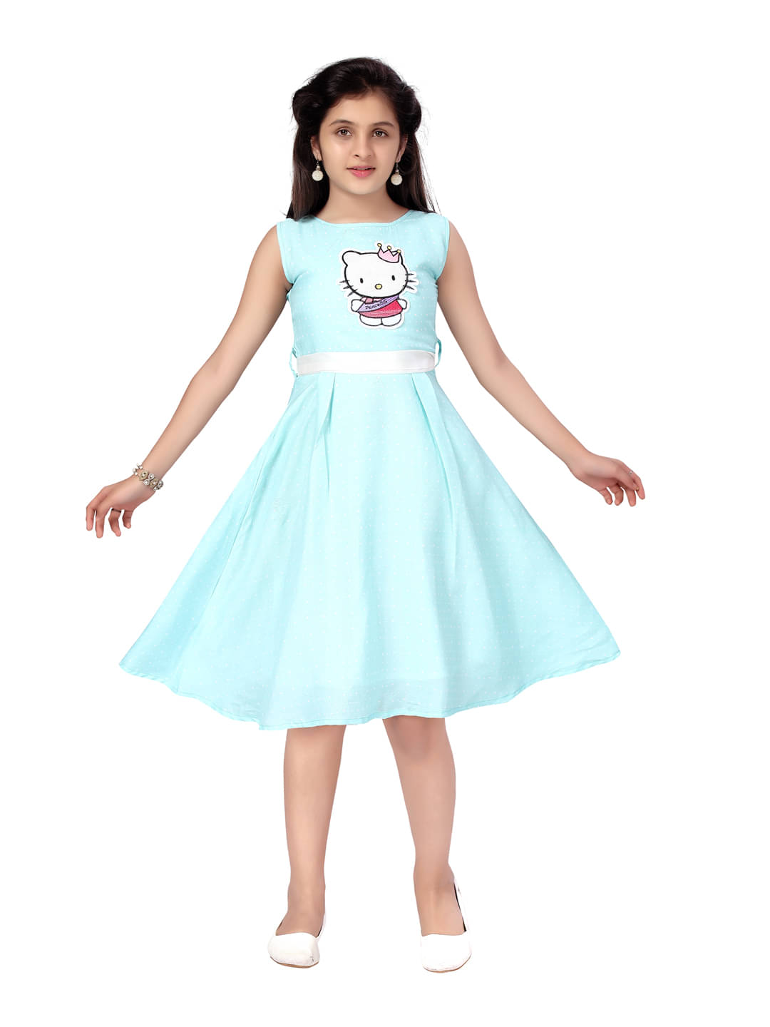     			Aarika Cotton Blend Dress For Girls ( Pack of 1 , Turquoise )