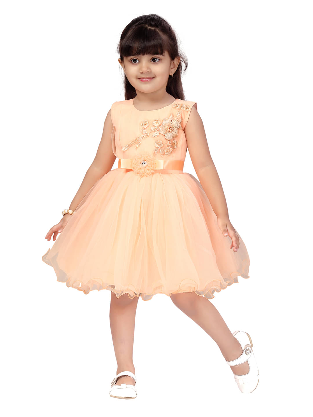     			Aarika Net Frock For Girls ( Pack of 1 , Peach )