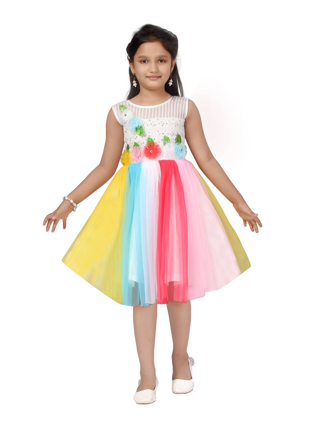 Aarika Net Frock For Girls ( Pack of 1 , Multicolor ) Aarika Net Frock For Girls ( Pack of 1 , Multicolor )
