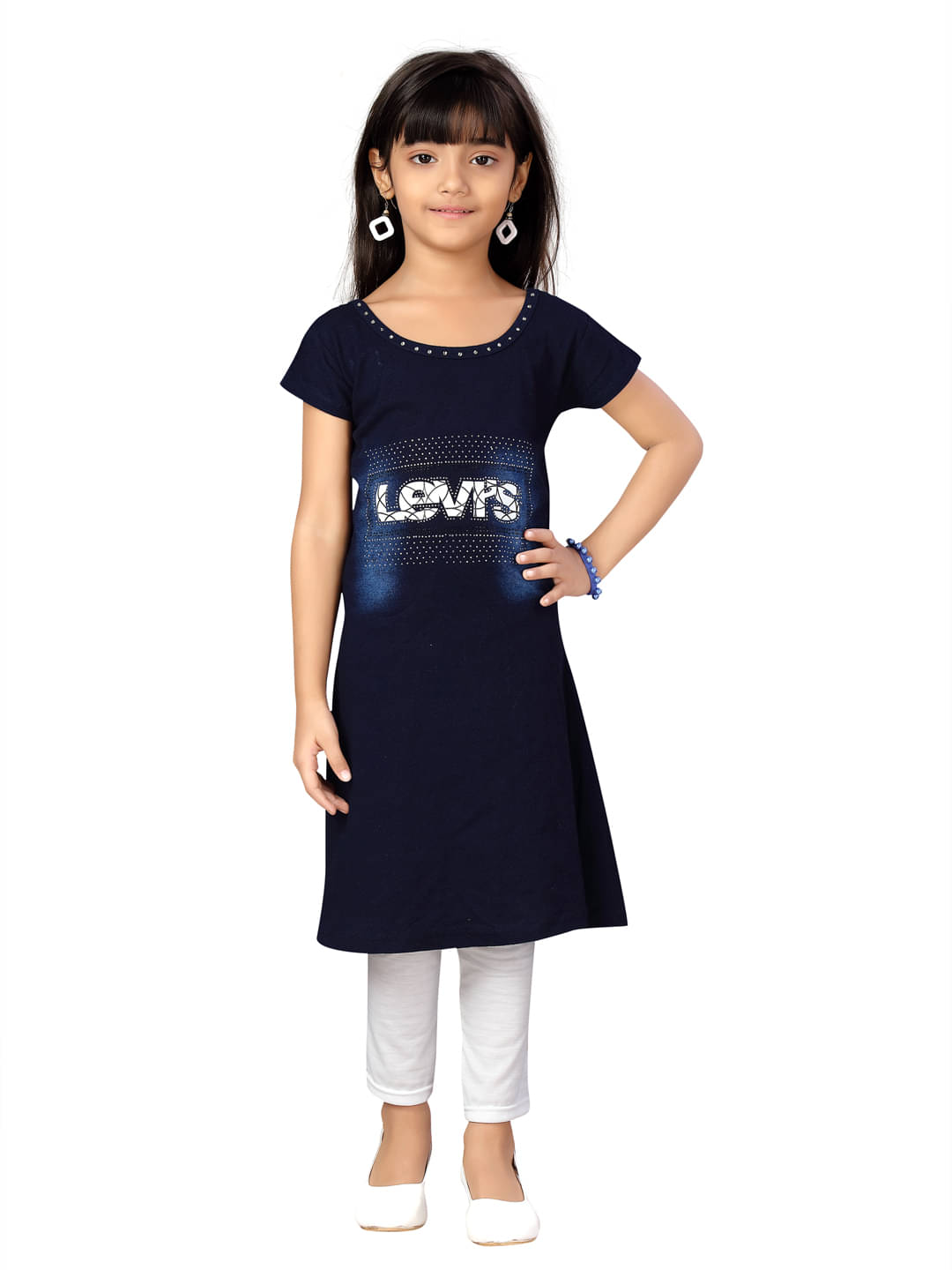     			Aarika Pack of 1 Girls Denim T-shirt & Pants ( Navy Blue )
