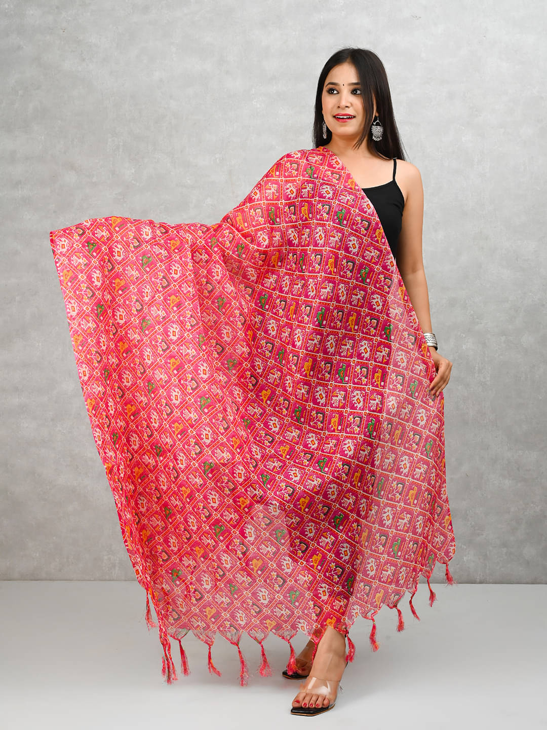     			Apratim Women Cotton Blend Dupatta ( Pink , Pack of 1 )