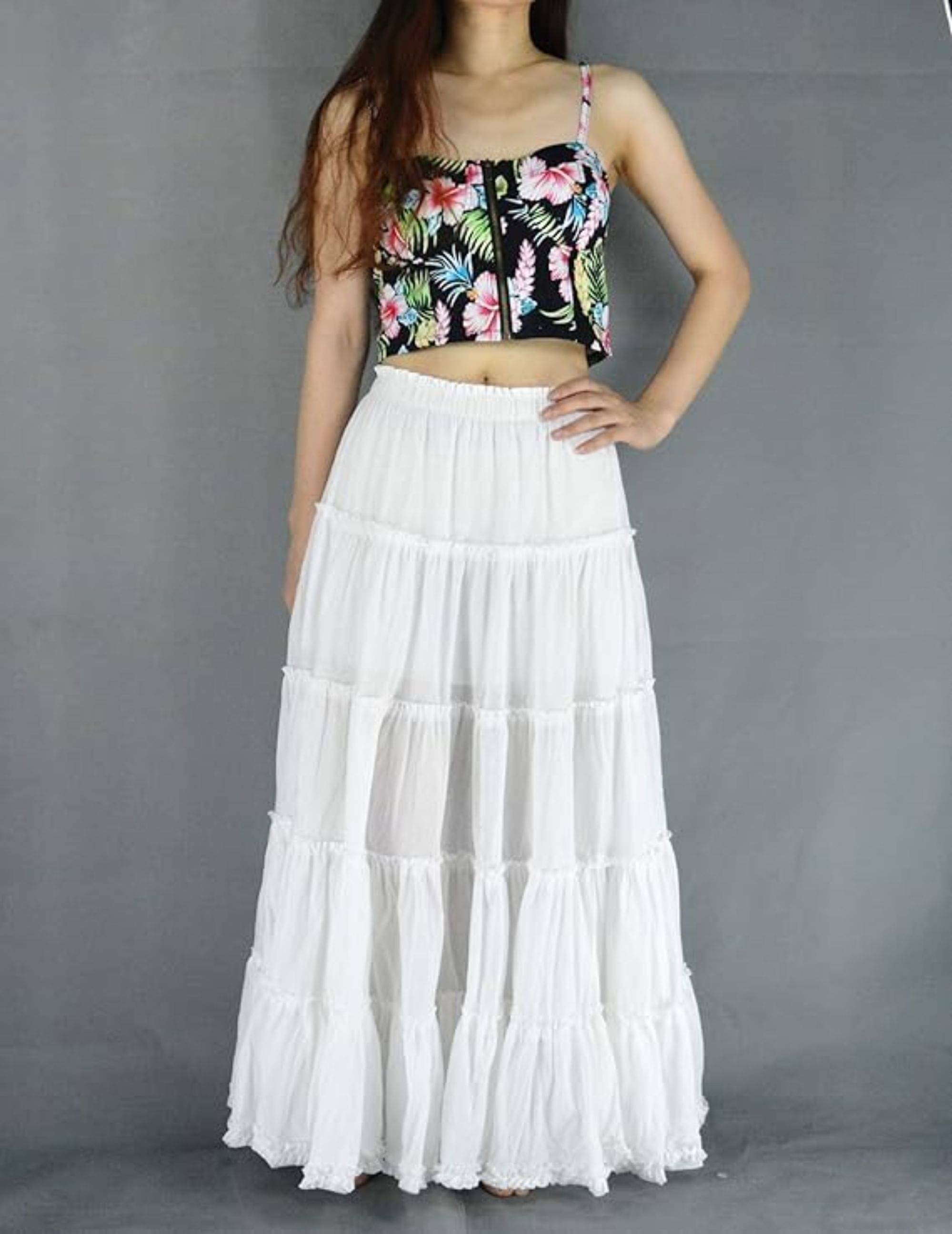     			COMFY ATTIRE White Cotton Women's Flared Skirt ( Pack of 1 )