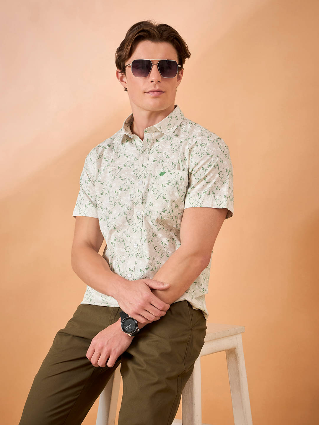     			Club York Cotton Blend Slim Fit Printed Half Sleeves Men's Casual Shirt - Green ( Pack of 1 )