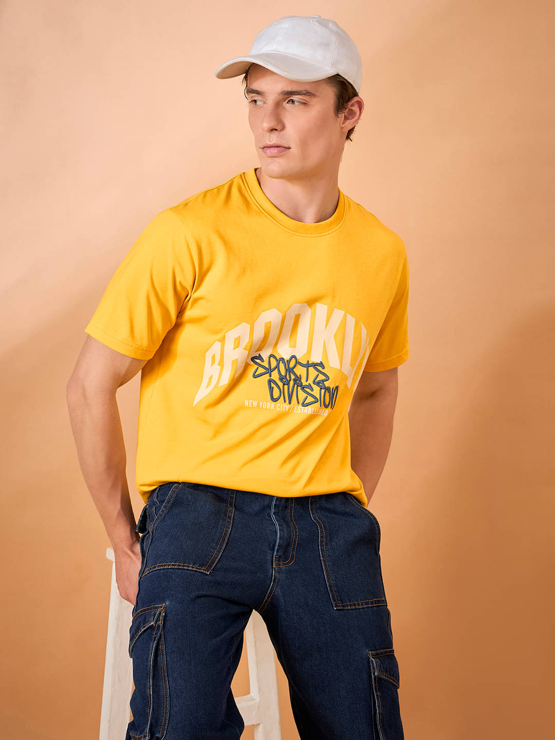     			Club York Men Cotton Blend Regular Fit Printed T-Shirt ( Yellow )