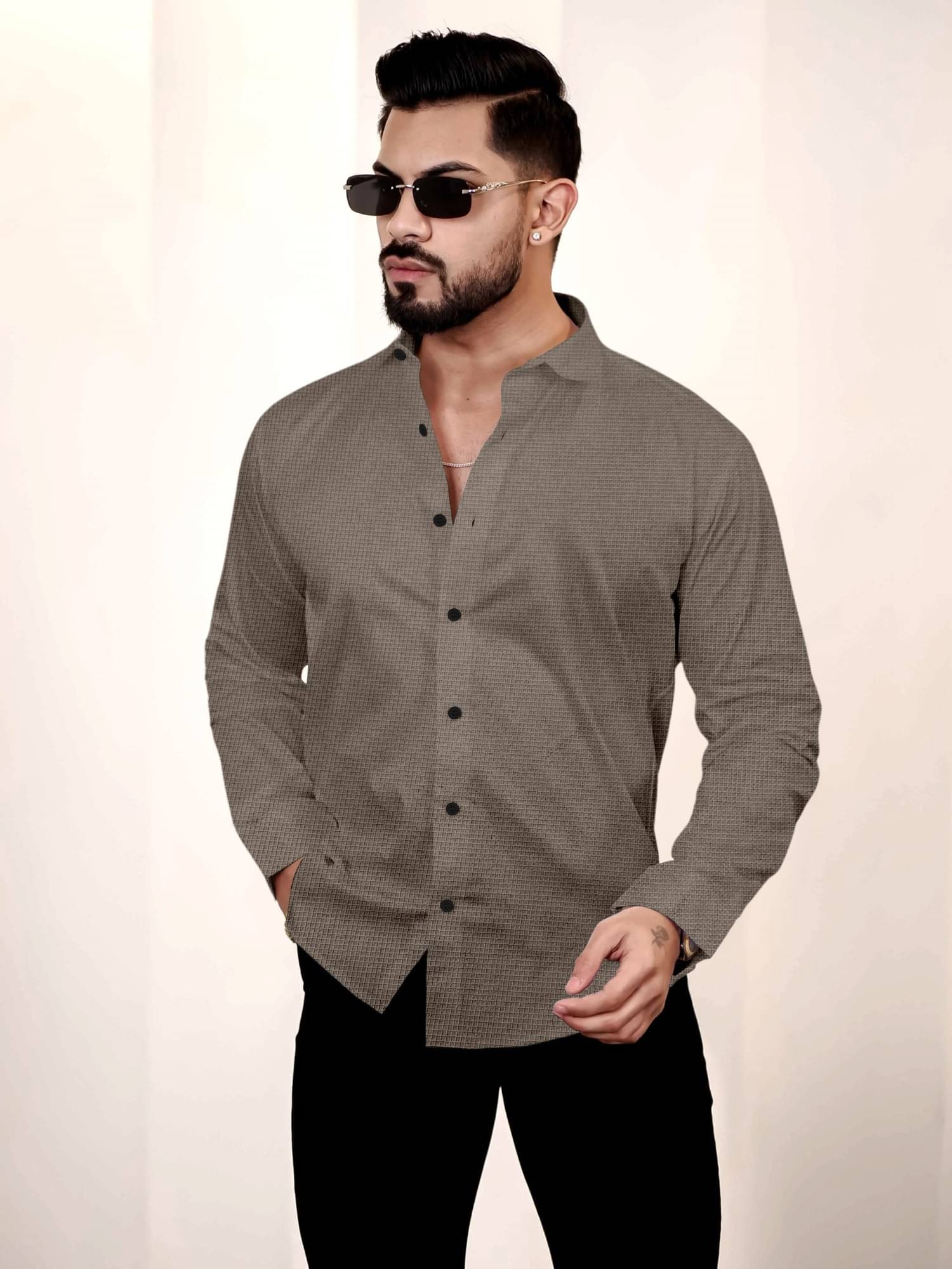 D&B Cotton Blend Regular Fit Self Design Full Sleeves Men's Casual Shirt - Grey ( Pack of 1 ) D&B Cotton Blend Regular Fit Self Design Full Sleeves Men's Casual Shirt - Grey ( Pack of 1 )