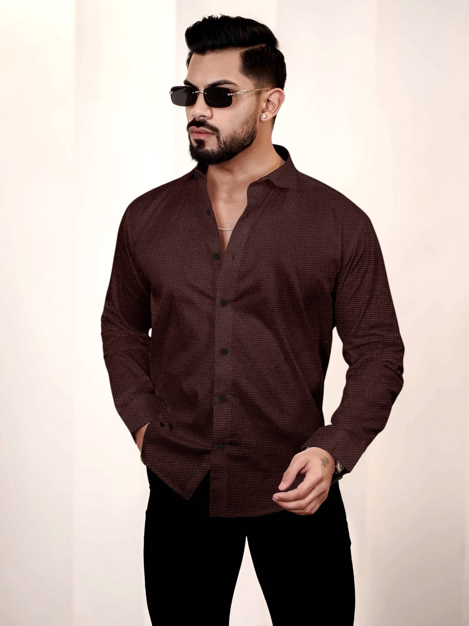 D&B Cotton Blend Regular Fit Checks Full Sleeves Men's Casual Shirt - Brown ( Pack of 1 ) D&B Cotton Blend Regular Fit Checks Full Sleeves Men's Casual Shirt - Brown ( Pack of 1 )