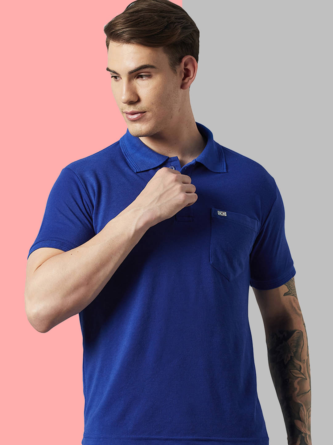 DISTORTION CREW Men Cotton Blend Regular Fit Solid Polo T Shirt ( Blue ) DISTORTION CREW Men Cotton Blend Regular Fit Solid Polo T Shirt ( Blue )
