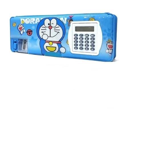     			FREEDY Pencil Box with Calculator & Dual Sharpener Magnetic Jumbo Pencil Box Geometry Box  (Blue)