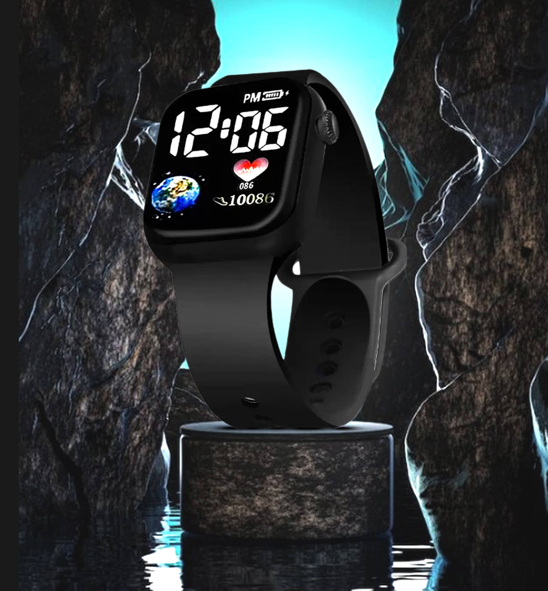 Fadiso Fashion Black Silicon Analog Men's Watch