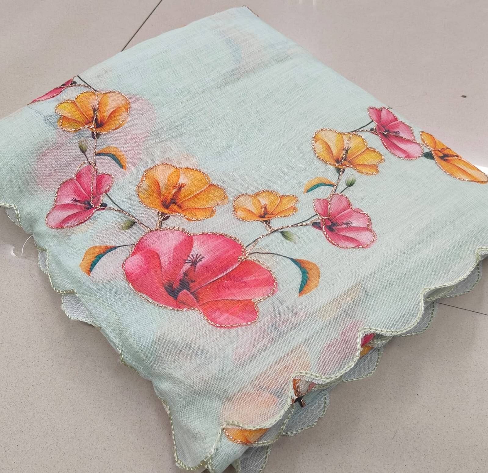     			GOPI SAREE Cotton Printed Saree With Unstitched Blouse Piece ( Light Green )