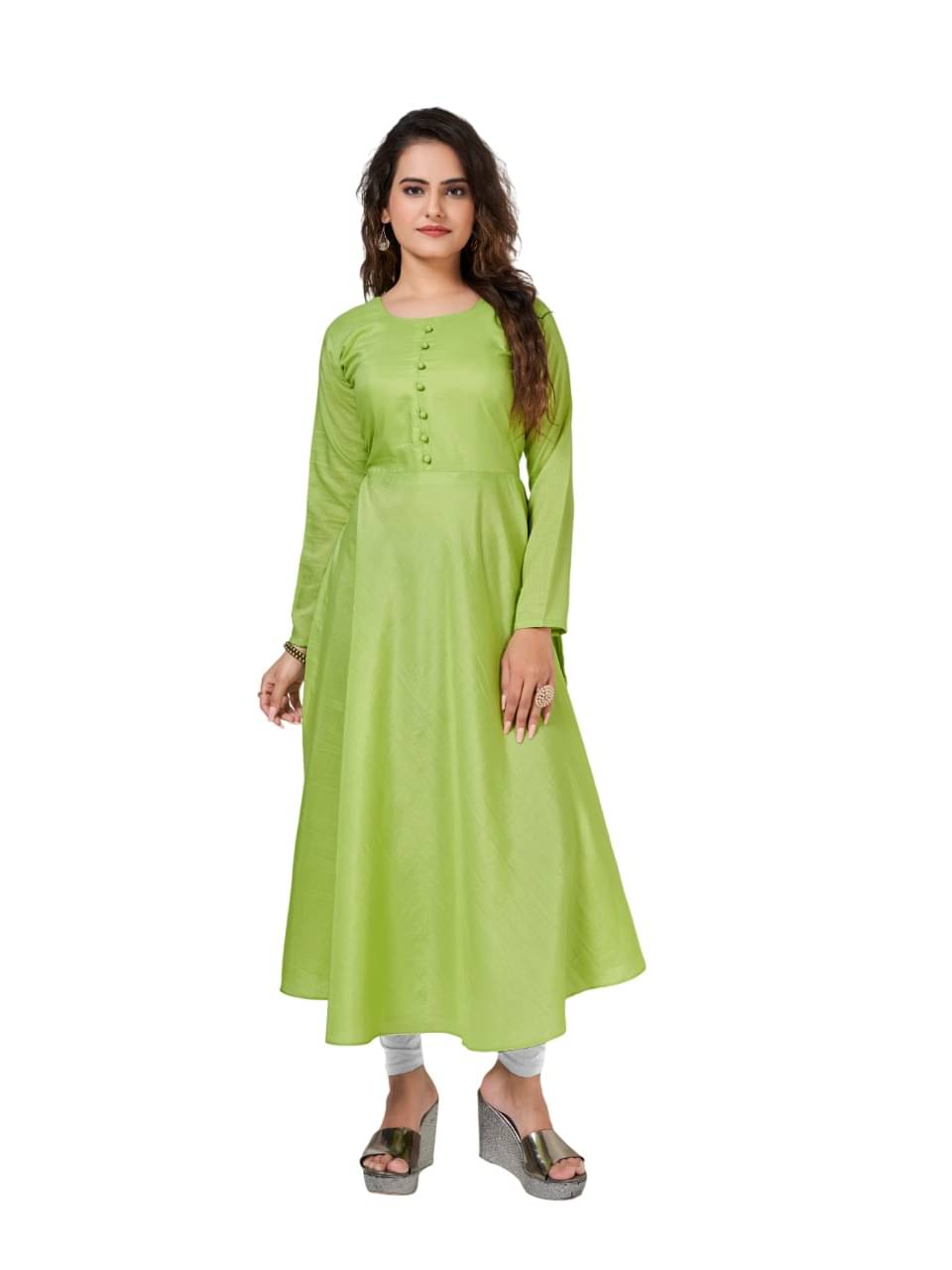     			JULEE Women's Polyester Solid Anarkali Kurti - ( Sea Green )