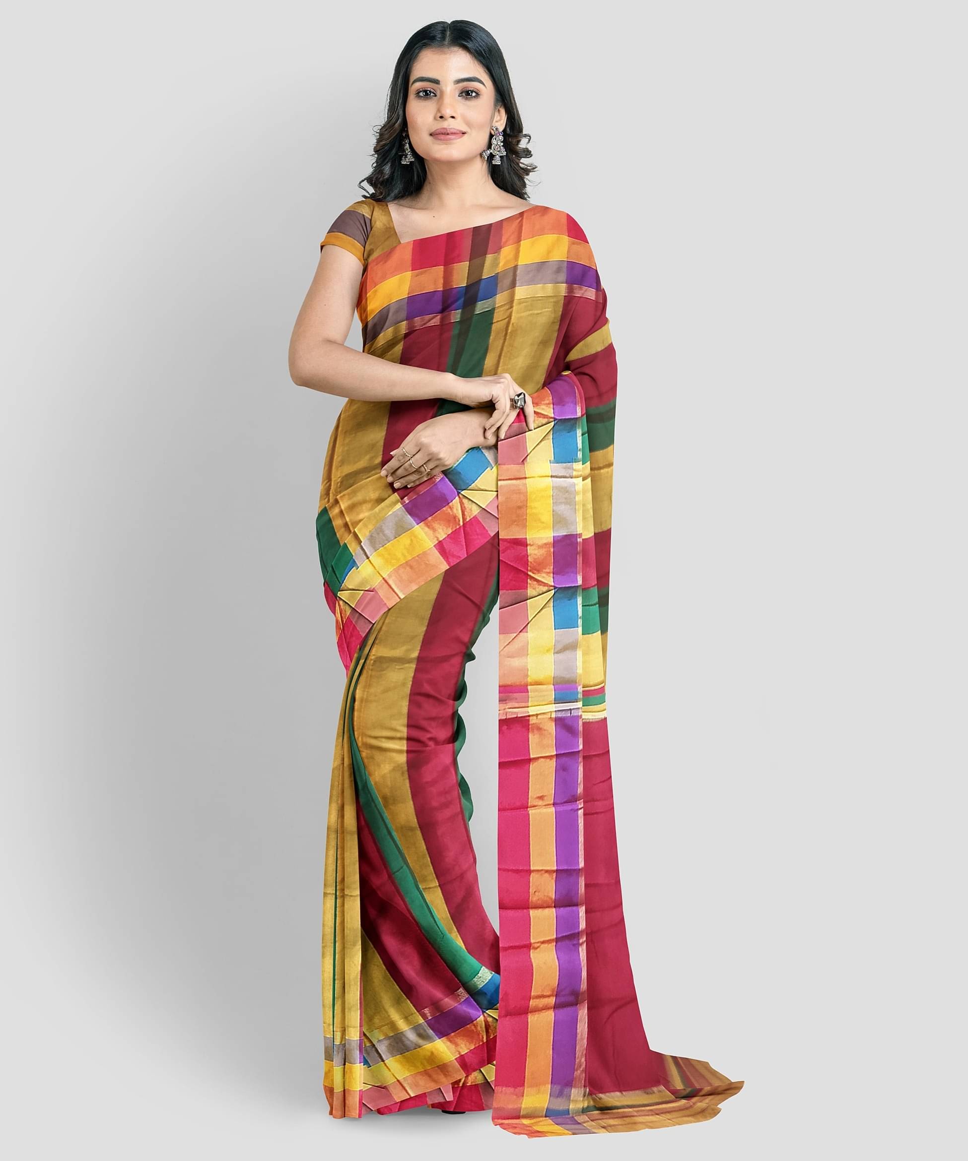     			KAMANA TEXTILE QUALITY FASHION Cotton Silk Woven Saree With Unstitched Blouse Piece ( Green,Maroon,Yellow )