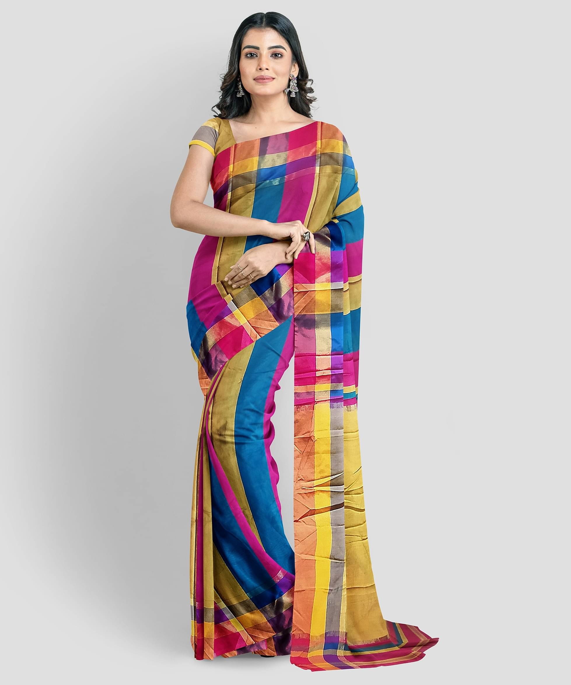 KAMANA TEXTILE QUALITY FASHION Cotton Silk Woven Saree With Unstitched Blouse Piece ( Teal,Rani,Yellow ) KAMANA TEXTILE QUALITY FASHION Cotton Silk Woven Saree With Unstitched Blouse Piece ( Teal,Rani,Yellow )