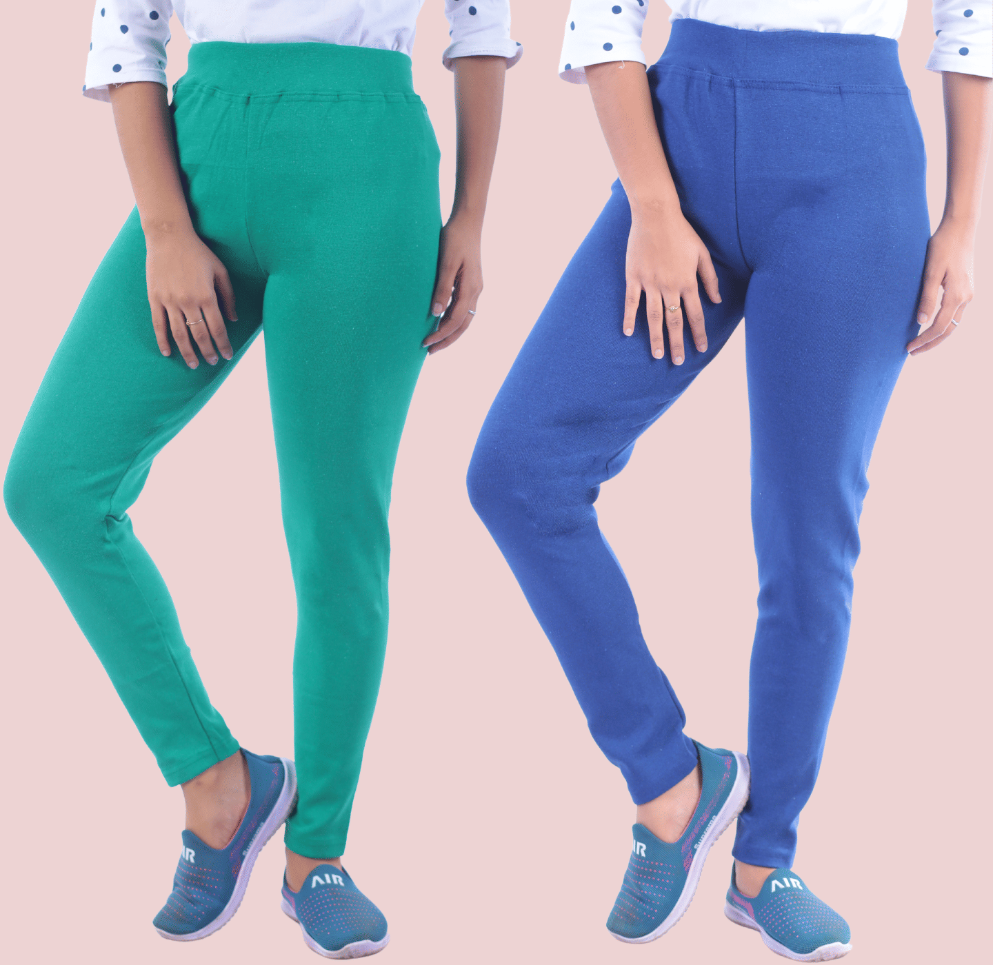     			KARARO - Cotton Blend Skinny Fit Green Women's Jeggings ( Pack of 2 )