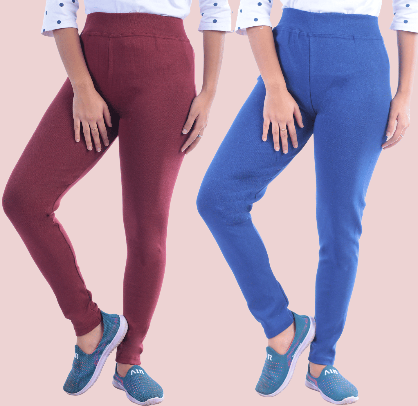     			KARARO - Cotton Blend Skinny Fit Maroon Women's Jeggings ( Pack of 2 )