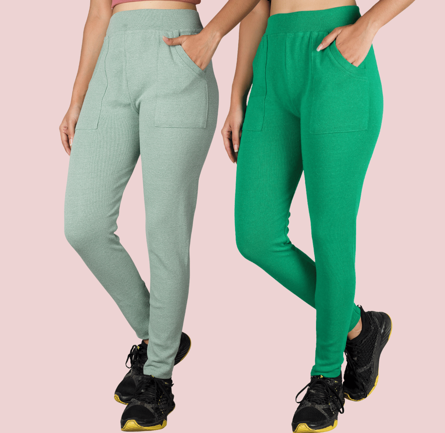     			KARARO - Cotton Blend Skinny Fit Olive Women's Jeggings ( Pack of 2 )