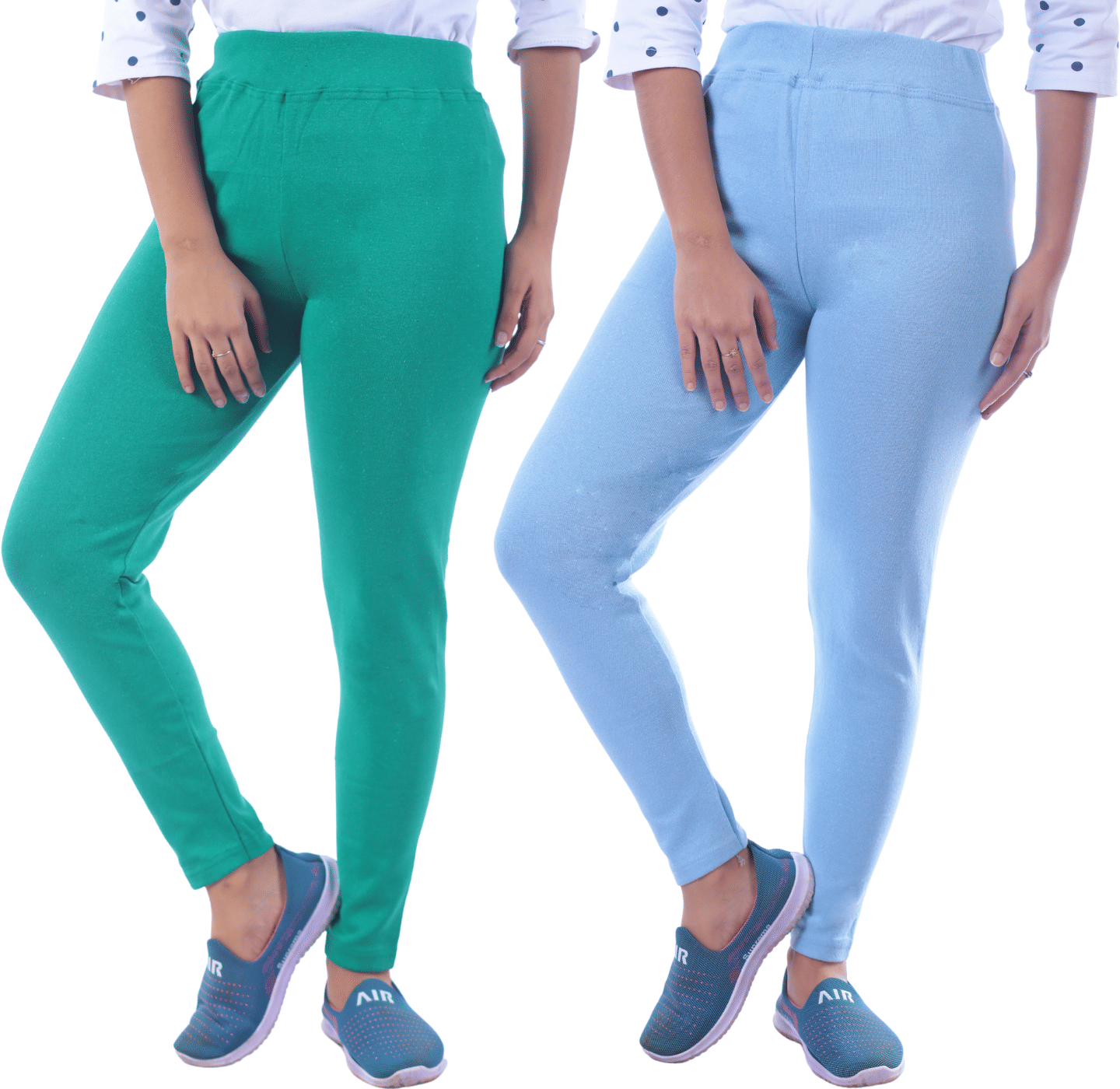     			KARARO - Cotton Blend Skinny Fit Green Women's Jeggings ( Pack of 2 )