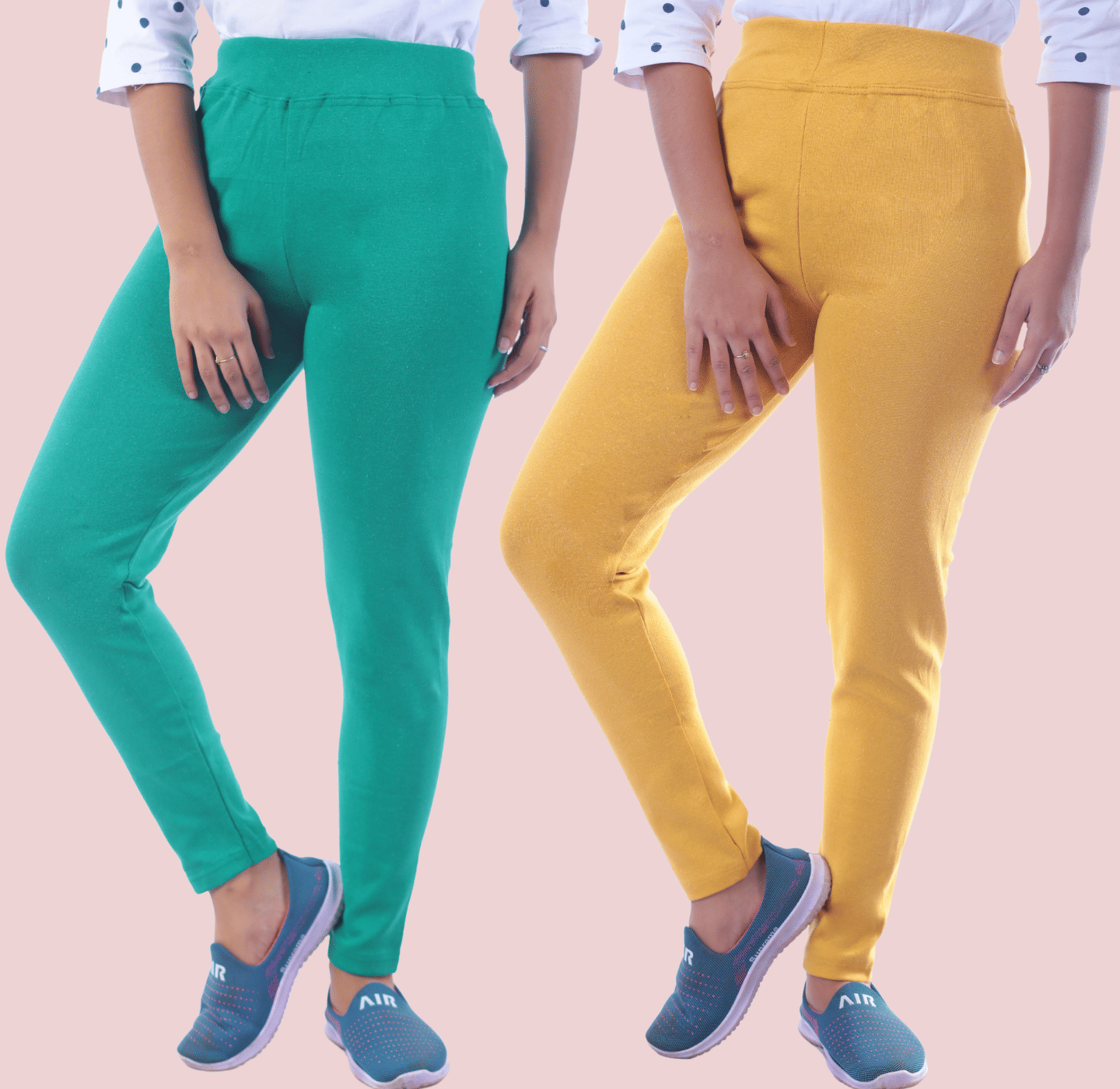     			KARARO - Cotton Skinny Fit Green Women's Jeggings ( Pack of 2 )