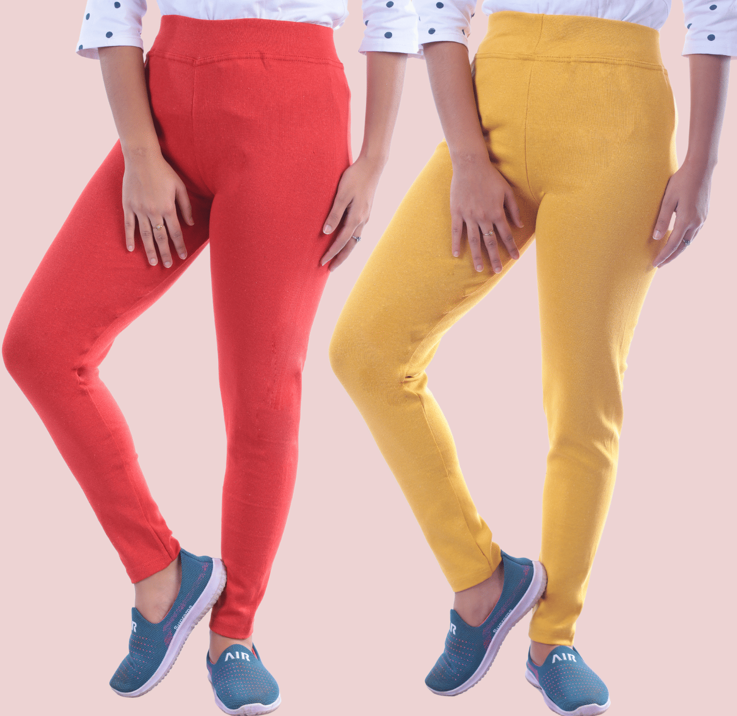     			KARARO - Cotton Skinny Fit Red Women's Jeggings ( Pack of 2 )